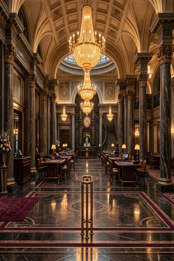 Architectural Atrium of Premier London Casino Dining Salon
